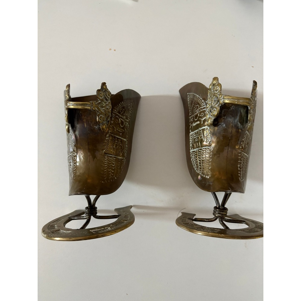 2  Brass Shoe Stirrups Conquistador Spanish Colonial Ornate Vintage*